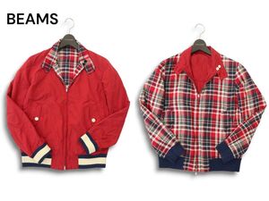 BEAMS ビームス 通年 2way リバーシブル★ チェック スイングトップ ドリズラー ジャケット ブルゾン Sz.S　メンズ　A4T08918_8#O