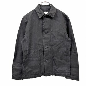 パドカレ pasde calais ステンカラージャケット 無地 裏地無し ボタン留め 長袖 ボックスカット 綿100% コットン ブラック 黒 レディース