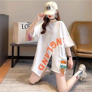 韓国風 女夏新しい 大きいサイズ半袖Tシャツ 気質ファッションTシャツ 学生Tシャツ M オレンジ