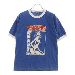 HYSTERIC GLAMOUR ヒステリックグラマー VAMPIRELLA ガールプリント 半袖Tシャツ カットソー リンガーT ブルー 02222CT02