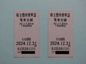 東武鉄道 株主優待乗車証 2枚 有効期限 2024年12月31日