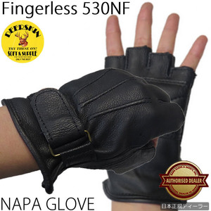 NAPA GLOVE ナパグローブ フィンガーレスグローブ 【530NF】XSサイズ｜指切り 指ぬき 黒 ブラック 山羊革