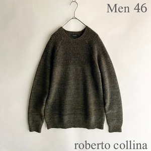 【美品】roberto collina イタリア製 ロベルトコリーナ 切り替えデザイン ウール ニット クルーネック セーター オリーブ系 size 46 sk 