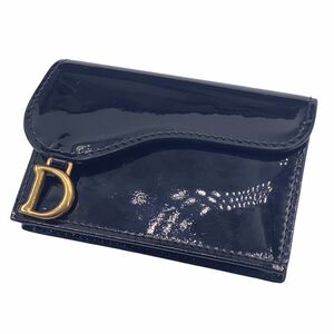 【中古】Dior クリスチャン・ディオール クレジット サドル パテント カードケース BK 24003645 NT