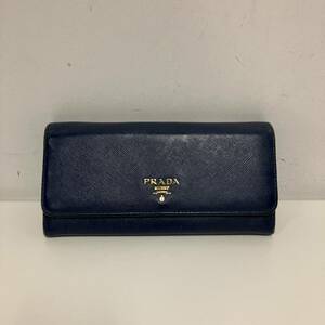 9-088 PRADA プラダ 長財布 レザー 財布 二つ折り長財布 ブルー系 カードケース付きウォレット 