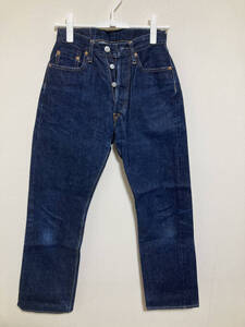 【Y53】（濃紺）DENIME Lot045 革パッチ Vステッチ 鉄リベット ベルトループずれ サイズ：W27 L36