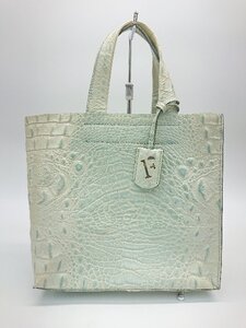 ◇ FURLA フルラ F4464 クロコダイル 型押し ハンド バッグ グリーン レディース P