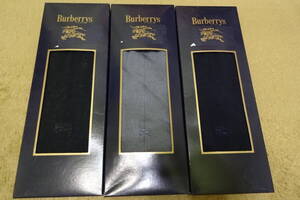 25~26cm　 Burberrys 靴下 紳士靴下 紺 グレー 黒 3点セット 刺繍ロゴ バーバリー ソックス ビジネスソックスメンズ