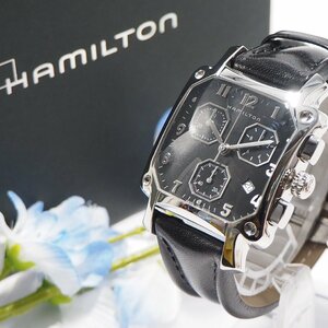 新同品 ハミルトン Hamilton ロイド クロノグラフ デイト スクエア 革ベルト メンズ 腕時計 箱 カード F252