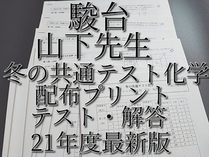 駿台　最新版　21年度冬期　山下先生　冬の共通テスト化学　講義プリント・テスト問題・解答　鉄緑会　河合塾　東進　SEG