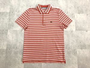 美品　サイズ4　LACOSTE　半袖ポロシャツ　ラコステ　 ボーダー　オレンジ白