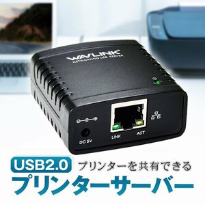 Wavlink プリンターサーバー USB2.0 RJ45 ネットワーク経由プリンター共有 プリンターを複数のパソコンで共有 NU88M43