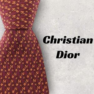 【5833】良品！Christian Dior　ネクタイ　レッド系