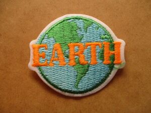 80s EARTH 地球 ビンテージ刺繍ワッペン/Aアース エコ自然保護デッドストック古いアメリカ米国アップリケUSA S3