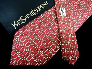 ♪今週の特売980円～♪1356♪状態並品【YSL】サンローラン【紋章 装飾 柄】ネクタイ♪