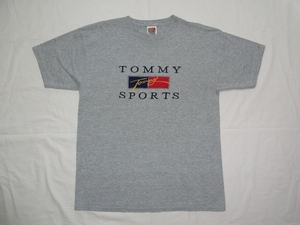 ☆美品・未着用☆ 90s ビンテージ TOMMY SPORTS ブートレグ 刺繍 ロゴ Tシャツ sizeL グレー ☆USA古着 オールド トミーヒルフィガー