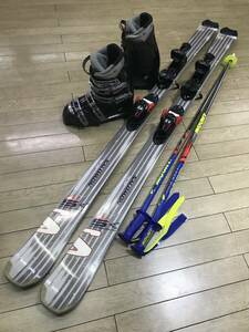 ☆★☆2025スタートセール！メンズカービングスキー４点セットN334　SALOMON 165ｃｍ /靴 GENFACTORY　26.0-26.5cm/ POLE新品115cm