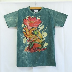 〓 新品 〓 アジアン Tシャツ 〓　ロータス　オーム　フェス　エスニック　男女兼用　ユニセックス　ウォッシュ加工　おしゃれ　〓E537