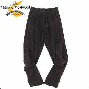 ◆Vivienne Westwood ANGLOMANIA ヴィヴィアンウエストウッド アングロマニア コーデュロイ タック 変形 パンツ ダークブラウン 36