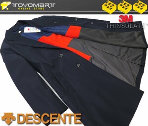 2124●DESCENTE デサント●7742　新品 【撥水加工】 シンサレート中綿裏地　BIGシルエット チェスターコート　ネイビー/L　定価42900円