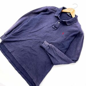 ヴィンテージ ☆ ポロラルフローレン ☆ POLO RALPH LAUREN 長袖 ポロシャツ ネイビー Lサイズ 古着ならではの味が最高♪ アメカジ■CH51