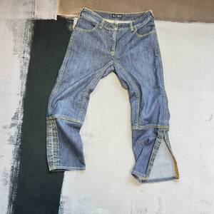 Y2K ◆OLD ARMANI JEANS アルマーニジーンズ 半端丈デニム 9連ホック クロップド カプリパンツ 7分丈 デニムパンツ 00