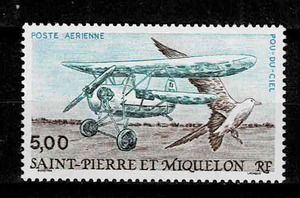 仏サンピエールミクロン 1990年 航空(飛行機と鳥 )切手