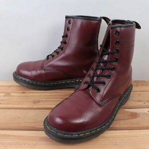 d13 ドクターマーチン 8ホール UK4 22.5～23.0cm位/チェリー バーガンディ系 Dr.Martens メンズ レディース シューズ ブーツ 中古