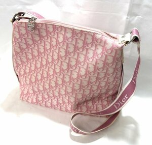 【中古品】(※難あり)クリスチャンディオール　Christian Dior　ショルダーバッグ　トロッター柄　PVC　ピンク系【送料別】FB0484