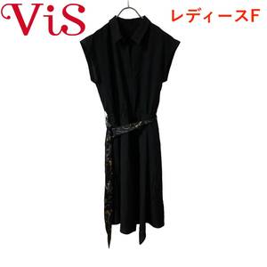 N3498★極美品★ビス*Vis*ワンピース*ブラック*ノースリーブ*レディースF