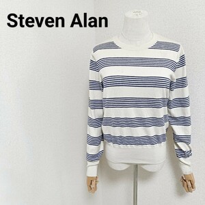 スティーブアラン Steven Alan 美品 長袖ニット プルオーバー トップス ボーダー 白紺色 ウール混 レディース ユニセックス