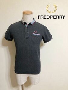 FRED PERRY フレッドペリー 鹿の子 ポロシャツ チャコールグレー トップス サイズS 半袖 ヒットユニオン 日本製 FZ1143