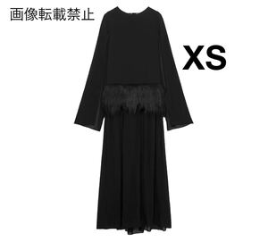 vintage ヴィンテージ レトロ ファー デザイン ロング ワンピース XSサイズ レディース★ZARA 好きな方に★2024 A/W 冬新作 新品未使用★