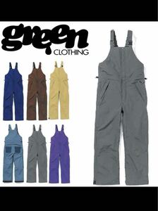 Green clothing bib pants グレーLサイズ