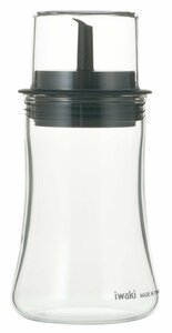 iwaki(イワキ) 耐熱ガラス 調味料入れ 醤油差し 液だれしない ブラック S 120ml フタ付き KT5031-BK