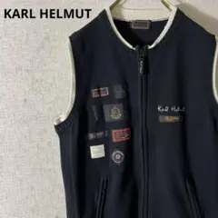 カールヘルム Karl Helmut ニットベスト ジレ 刺繍ロゴ ジップアップ