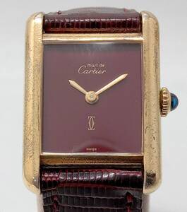 【OH済】Cartier カルティエ 2975713 マストタンク ヴェルメイユ SV925 ボルドー 2針 手巻