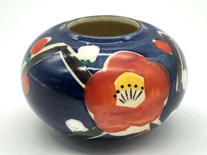 【骨董陶器】1　小さな一輪挿し/花器　『京都雲楽窯　紅白梅図』　花生/一輪挿し/華道/茶道/フラワーアレンジメント　　　G0722