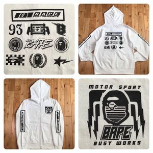 ★XL★ BAPE Motor sport フルジップ パーカー a bathing ape BAPE full zip hoodie エイプ ベイプ アベイシングエイプ w62