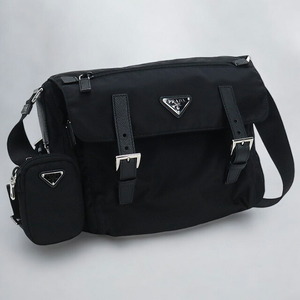 中古 プラダ 斜め掛け ショルダーバッグ レディース ブランド PRADA Re-Nylon ショルダーバッグ 1ＢＤ953 RV44 F0002 ブラック バッグ