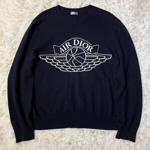 Lサイズ★Dior Homme Air Jordan Wings Sweater ディオール オム エアジョーダン コラボ ニット セーター カシミヤ 紺 ネイビー メンズ