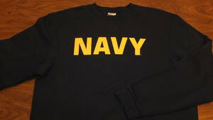 【US NAVY】United States Navy 米海軍オフィシャル PT トレーナー スウェット サイズL　紺色　USN