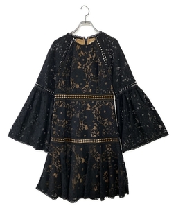 MICHAEL KORS Floral Lace Bell-sleeve Mini Dress ワンピース ブラック 2 マイケルコース