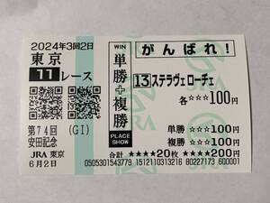 JRA 東京競馬場 安田記念 2024 ステラヴェローチェ 現地応援馬券 がんばれ馬券