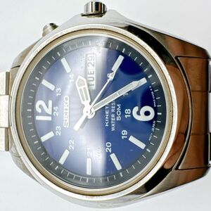 A2501-1-48 １円スタート 稼働品 自動巻き SEIKO KINETIC セイコーキネティック メンズ腕時計 シルバー　 5M43-0E70