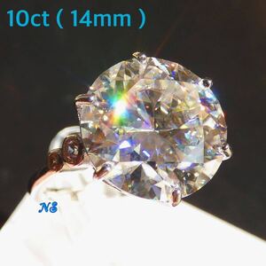 モアサナイト　ダイヤモンド　リング　指輪　10ct 14mm ソリティア　フリーサイズ　シルバー925　１０カラット　特大