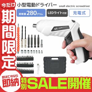 【数量限定セール】電動ドライバー 小型 セット 充電式 超軽量 コードレス 電動 ドライバー ドリルドライバー コンパクト 収納ケース付