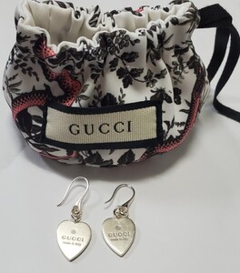 ●GUCCI グッチ● ピアス ハート SILVER 925　シルバー925 　アクセサリー　保存袋付き　レディース　美品