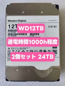 [美品通電時間1000h程度 2個セット24TB] 大容量HDD WD 12TB 3.5インチ SATA ハードディスク