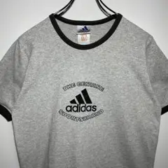 adidas　アディダス　Tシャツ　サイズL　デカロゴ　リンガーT　90s　古着